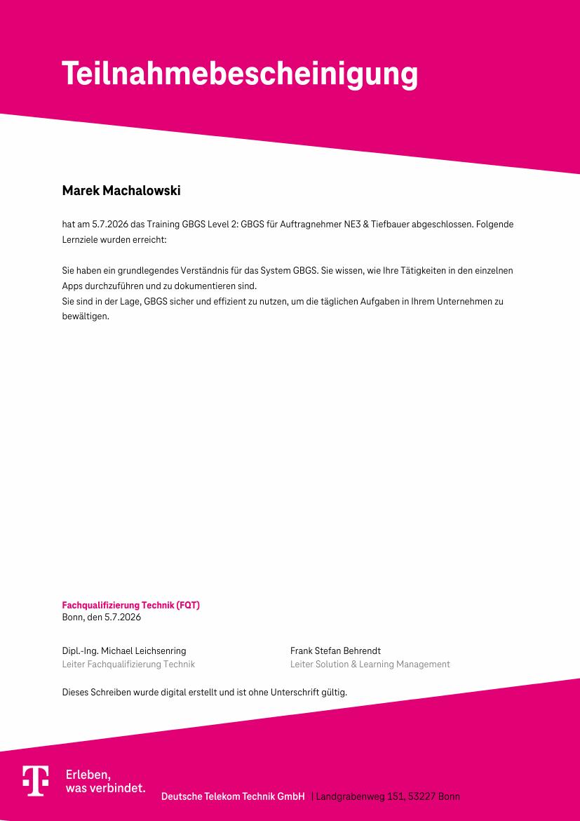GBGS Level 2 – NE3 & Tiefbau